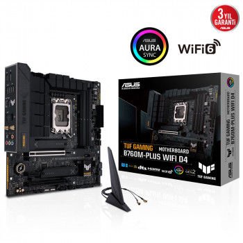 ASUS TUF GAMING ANAKART B760M-PLUS WIFI D4 5333Mhz(OC) M.2 WiFi mATX 1700p