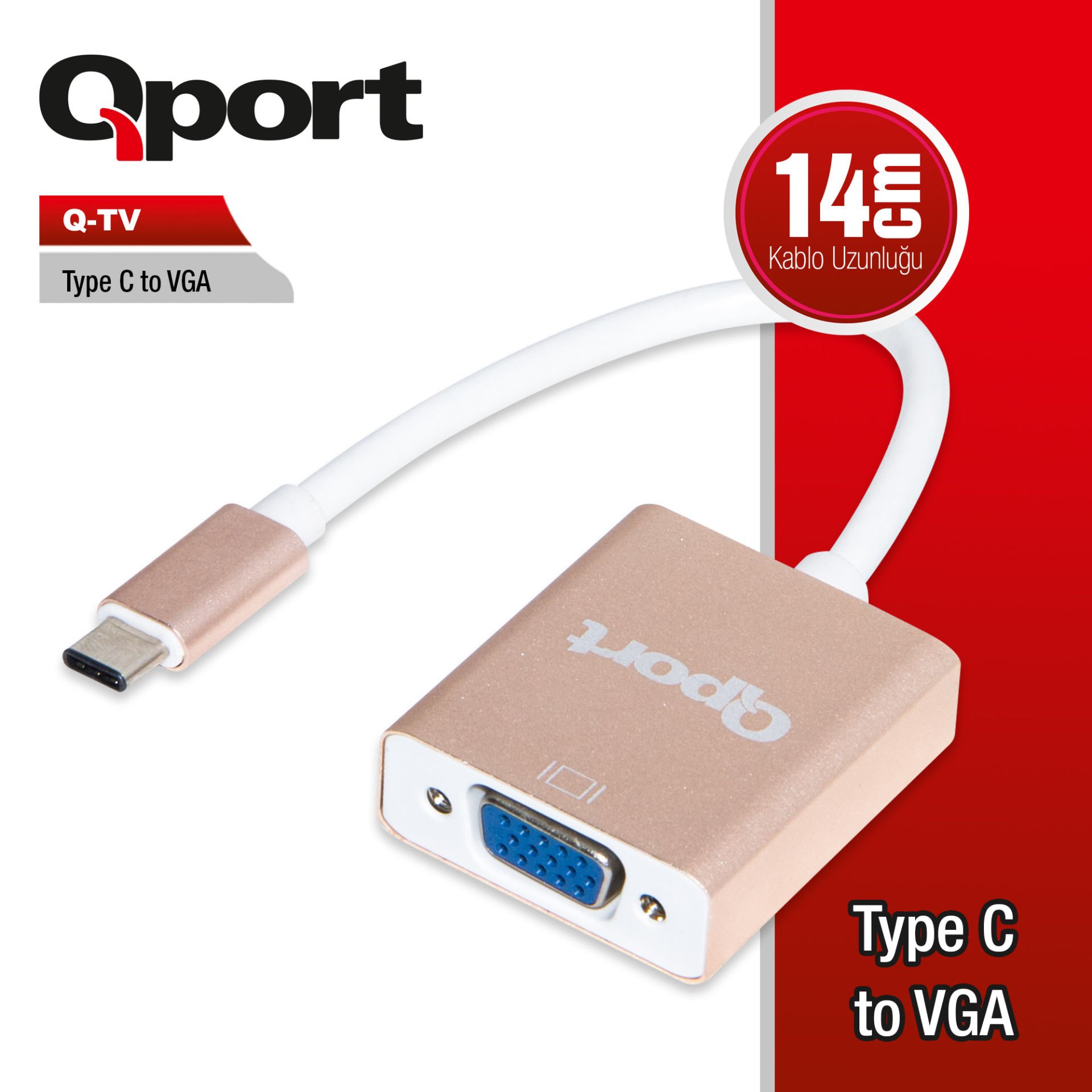 QPORT Q-TV TYPE-C TO VGA ÇEVİRİCİ