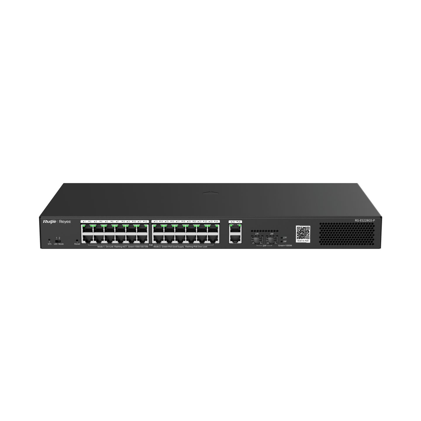 RUİJİE-REYEE RG-ES228GS-P 28 PORT SWITCH 24XGE-2XGE/SFP 370W POE SWİTCH