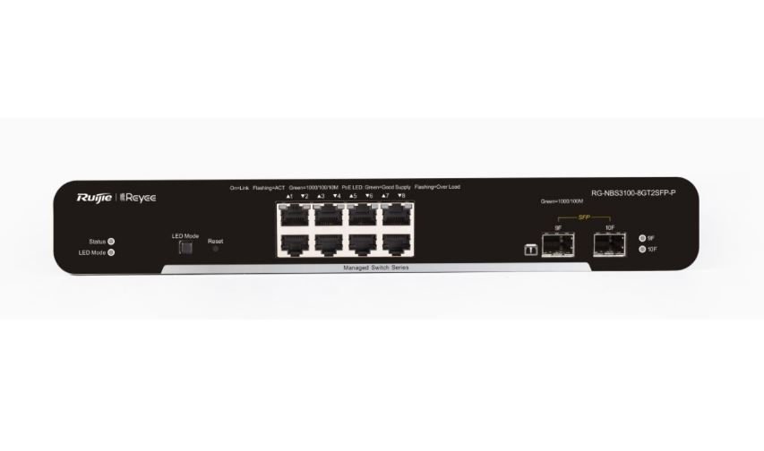 RUİJİE-REYEE RG-NBS3100-8GT2SFP-P 8XGE-2XGE/SFP SWITCH YÖNETİLEBİLİR 125W POE SWİTCH