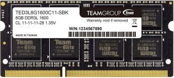 Team Elite 8GB (1x8GB) 1600MHz CL11 DDR3 Notebook SODIMM Ram (TED3L8G1600C11-S01)
