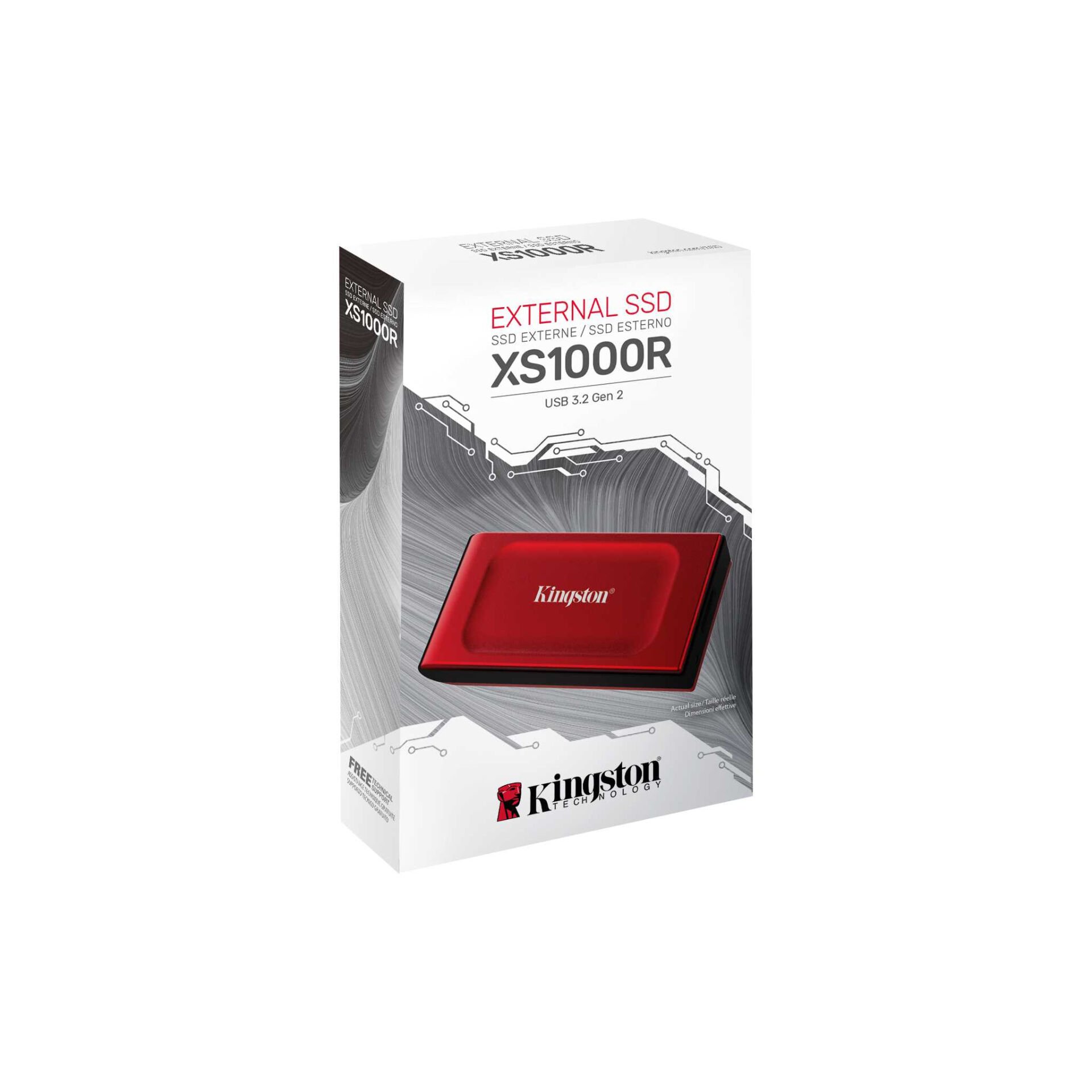 2TB KINGSTON USB3.2 TAŞINABİLİR SSD DİSK SXS1000R/2000G 1050/1000MB/s RED (USB-C KABLO DAHİL)