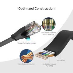 UNITEK CAT6 PATCH KABLO 10 METRE FLAT 1GBPS, SİYAH C1813GBK