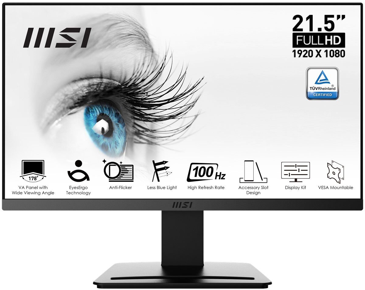 21.5 MSI PRO MP223 FHD 1MS 100HZ FLAT VA  ADAPTIVE-SYNC