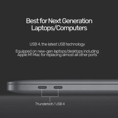 UNITEK USB4 THUNDERBOLT KABLO 0.8MT 40GBPS, 8K&60Hz,100W (C14100BK-0.8M)