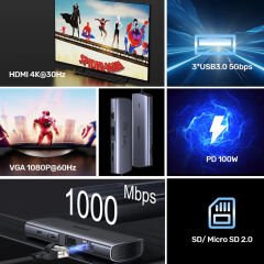 UNITEK USB-C 9in1 UNIVERSAL DOCKING STATION (D1113A)
