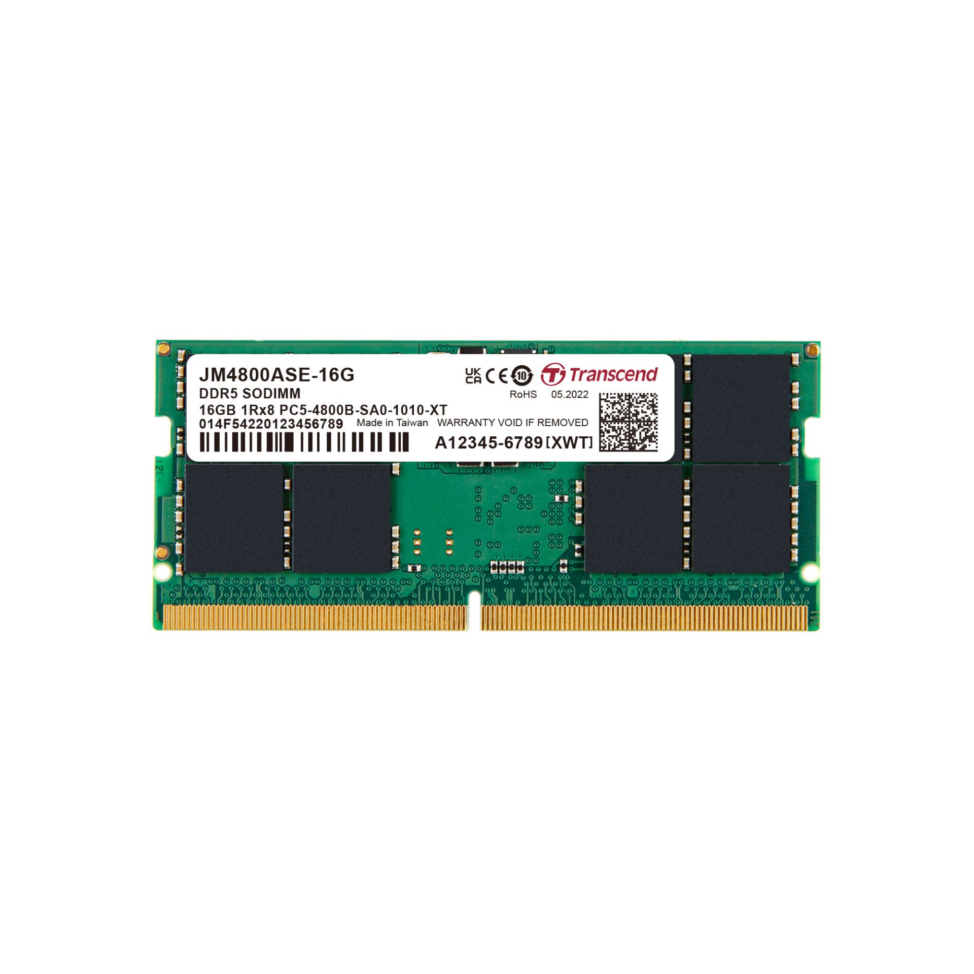 Transcend 16GB(1x16GB) 4800Mhz RAM SODIMM CL40 DDR5 Notebook Ram (JM4800ASE-16G)