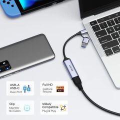 UNITEK 4K VIDEO CAPTURE KART HDMI TO USB-C/A (V1167A)