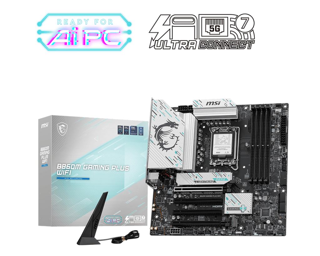 MSI B860M GAMING ANAKART PLUS WIFI SOKET 1851 DDR5 8600MHZ(OC) 3xM.2 1x TB4 HDMI DISPLAY 5G LAN WIFI 7 mATX