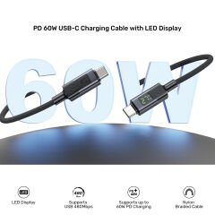 UNITEK USB2.0 1MT 60W LED ŞARJ KABLOSU (C14158ABK01-1M)