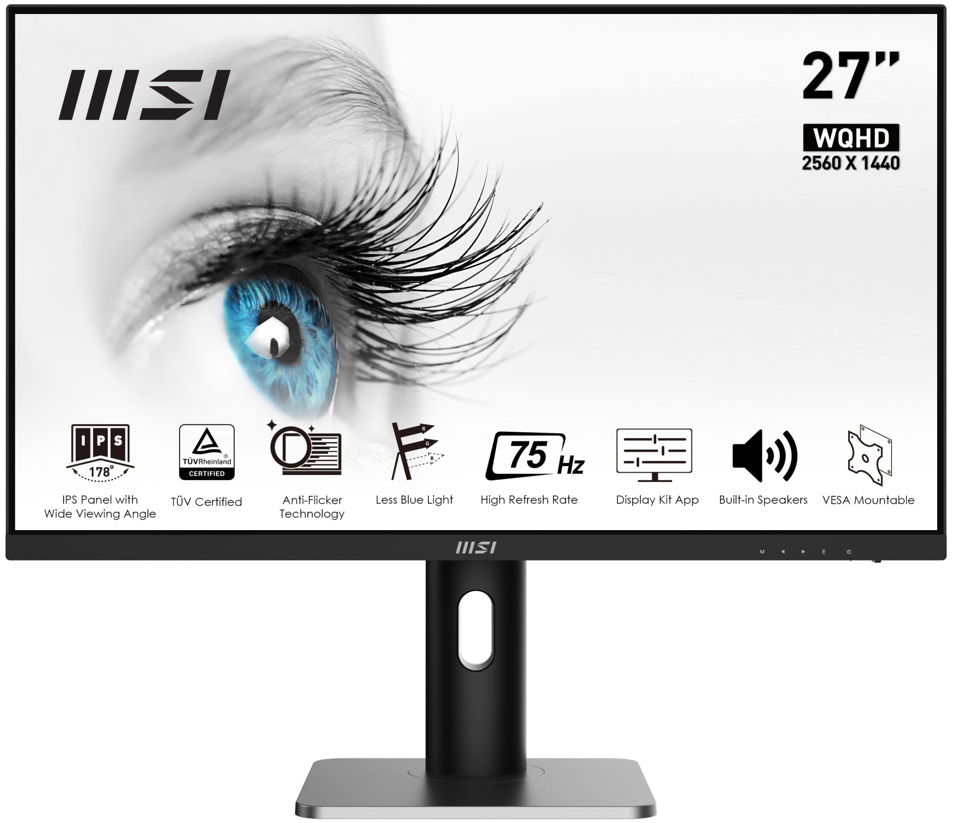 27 MSI PRO MONİTÖR MP273QP IPS QHD 5MS 75HZ HDMI DP