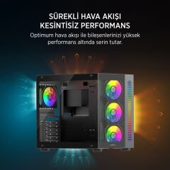 James Donkey Stark S800 4xARGB Temperli Cam 650W 80+ Bronze ATX Siyah Gaming (Oyuncu) Kasa