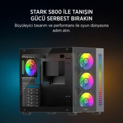 James Donkey Stark S800 4xARGB Temperli Cam ATX Siyah Gaming (Oyuncu) Kasa