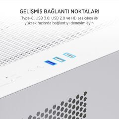 James Donkey Stark S700 3xARGB Temperli Cam mATX Beyaz Gaming (Oyuncu) Kasa
