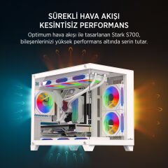 James Donkey Stark S700 3xARGB Temperli Cam mATX Beyaz Gaming (Oyuncu) Kasa