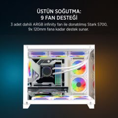 James Donkey Stark S700 3xARGB Temperli Cam mATX Beyaz Gaming (Oyuncu) Kasa