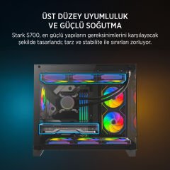 James Donkey Stark S700 3xARGB Temperli Cam 750W 80+ Bronze mATX Siyah Gaming (Oyuncu) Kasa