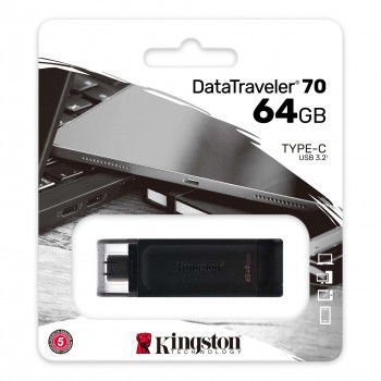 64GB USB-C 3.2 USB BELLEK GEN1 DT70/64GB KINGSTON FLASH BELLEK